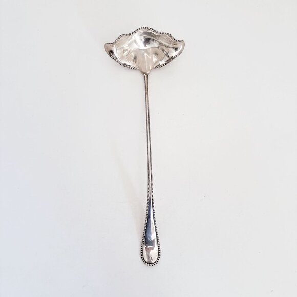 WM A ROGERS BEADED DOUBLE SIDED PUNCH SOUP LADLE 15" LONG - Picture 1 of 10